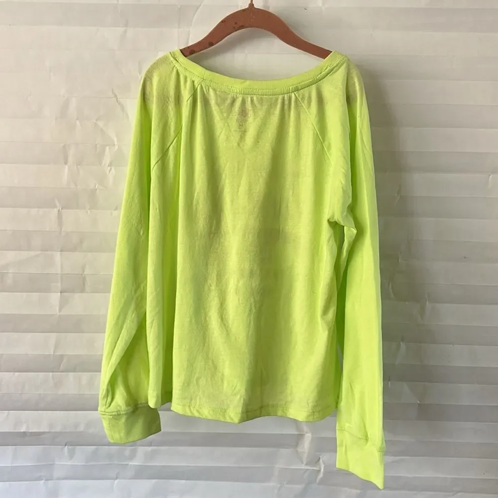 Justice Neon Yellow Long Sleeve Top Girls Size Medium Bright Lightweight Tee
